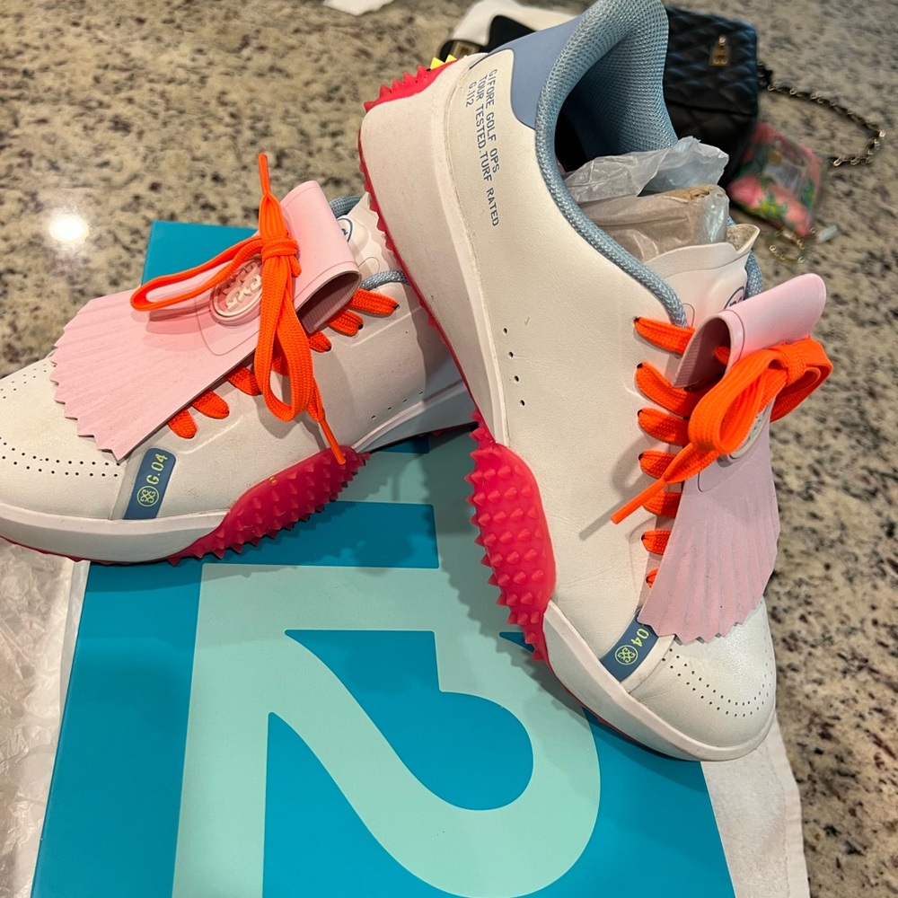 G/FORE White and Pink Athletic Sneakers